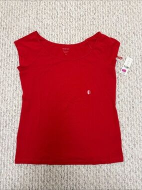 Smart Set Red Scoop Neck Cap Sleeve Tee